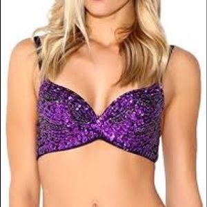 Iheartraves Purple Sequin Bra Size small